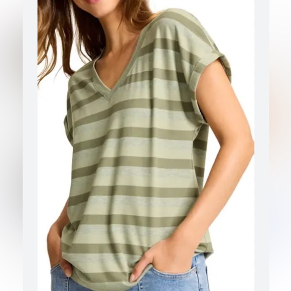 Tommy Bahama Tops - Tommy Bahama Kauai Island Voyage V-Neck Tee,
Tea Leaf Heather, XS